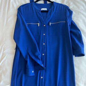 Calvin Klein Zip-Pocket Utility Shirt Dress – Vivid Blue
